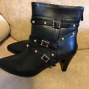 NWT Black and Gold Studded Booties